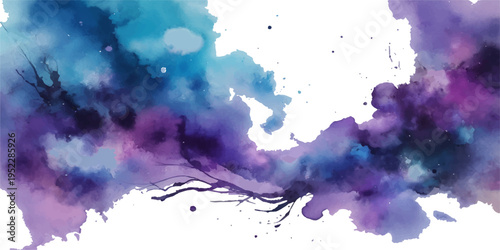 Artistic watercolor background featuring colorful paint splashes and ink splatters on a grunge paper texture with pink stains for a vibrant vector illustration wallpaper design