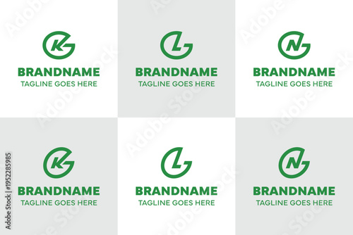 Letters GK GL GN Dynamic Logo Set, for KG LG NG Initials Brand