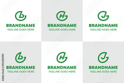 Letters GB GH GJ Dynamic Logo Set, for BG HG JG Initials Brand