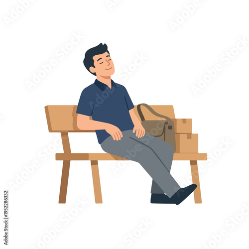 courier vector taking a break after delivering the package