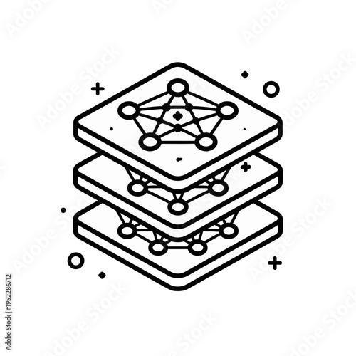 Abstract illustration of interconnected nodes within a multi-layered structure, representing complex data networks, distributed system architectures, and conceptual models in technology