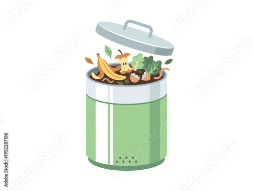 Compost Bin with Organic Food Waste and Worms