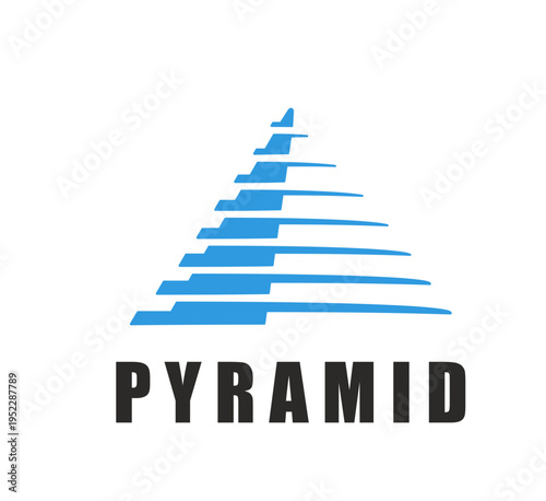 Triangle blue pyramid icon with sharp angles. Minimalist vector geometric pyramid is perfect for representing modern business ventures, financial growth strategies, advanced technology platform