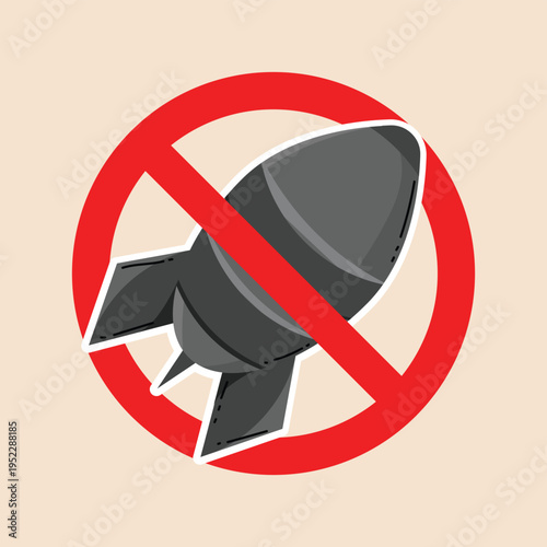 No Bomb No War Sign Icon With Red Prohibition Symbol Representing Antiwar No Weapons And Peace Message