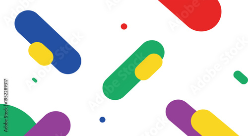 Colorful abstract shapes and rounded rectangles on white background