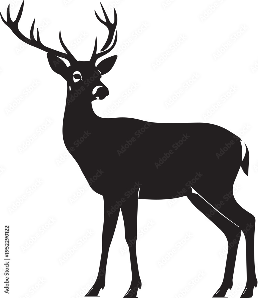 Obraz premium A simple deer silhouette vector illustration showing a wild animal with antlers in a nature design