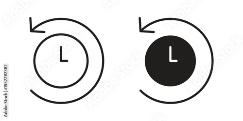 Rewind time icon with black color and editable vector