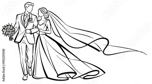 bride and groom vector illustration