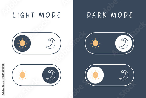 Light and Dark Mode Toggle Switches Elements Illustration