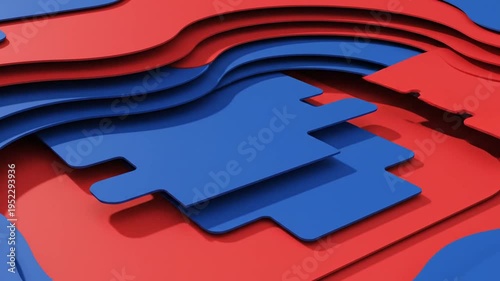 Red and Blue Abstract Geometric Shapes Motion.
