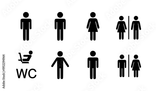 Toilet Restroom Icon Set Male Female WC Lavatory Symbol Vector