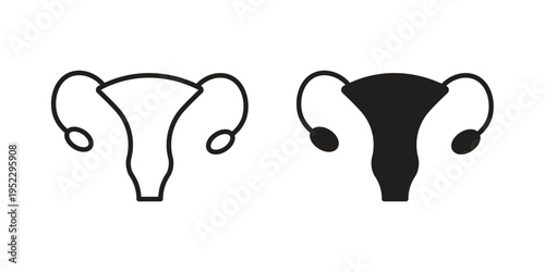 Uterus icon with black color and editable vector