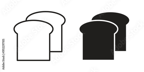 White bread icon with black color and editable vector