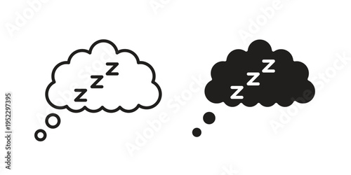Zzz icon with black color and editable vector