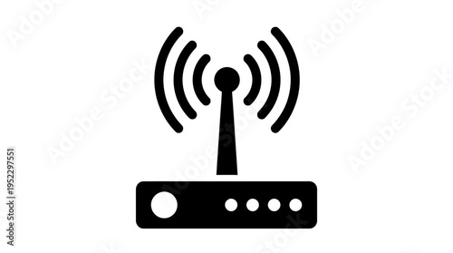 Wireless router icon design, Wi-Fi connectivity symbol, internet access graphic, digital networking device representation, modern communication and technology illustration.