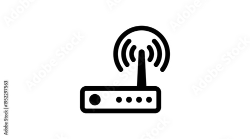 Wireless router icon design, Wi-Fi connectivity symbol, internet access graphic, digital networking device representation, modern communication and technology illustration.
