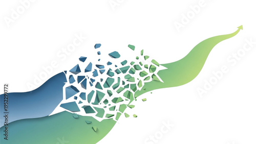 Abstract Flowing Lines Transforming from Chaos to Smooth Waves, Data Stream Transition and Creative Energy Concept