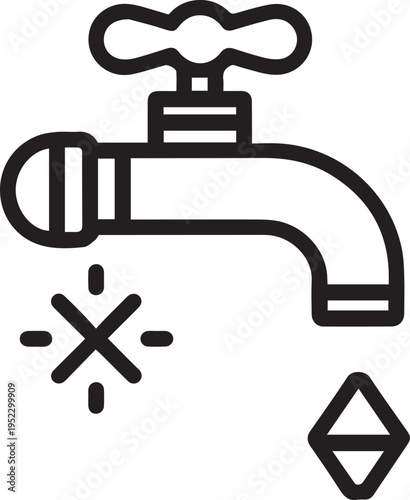 Minimalist Water Faucet Tap Line Art Icon for Plumbing Services and Home Maintenance Branding