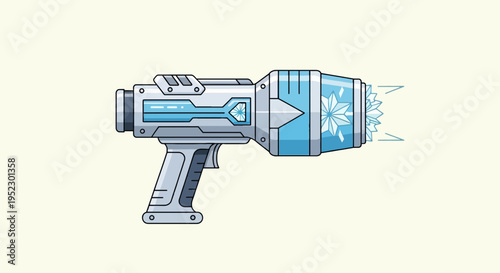 Vector illustration of a futuristic, science fiction raygun with a snowflake design