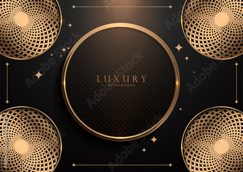 Luxury mandala black gold background with Islamic pattern, horizontal design for Diwali wallpaper, festive template, invitation cover and elegant cultural artwork