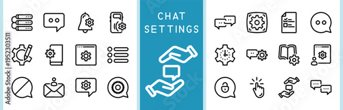 Thin line communication configuration graphics and symbols