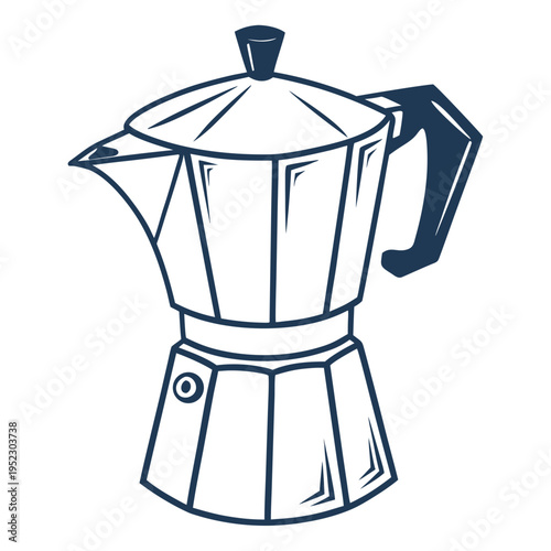 Italian moka pot espresso coffee maker illustration with line art
