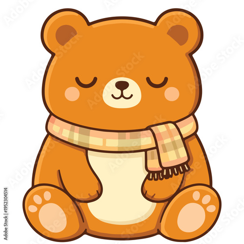 Cozy Bear Cub illustration, Groovy Autumn Clipart, Cute Retro Fall Design, Cozy Groovy Kawaii Fall character Graphic