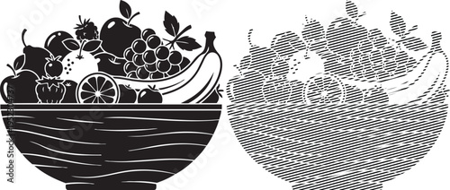 Traditional baskets filled with an assortment of fruits and fish