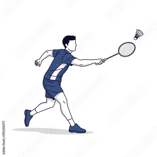 Man Playing Badminton, Dynamic Action Shot, Athlete Hitting Shuttlecock