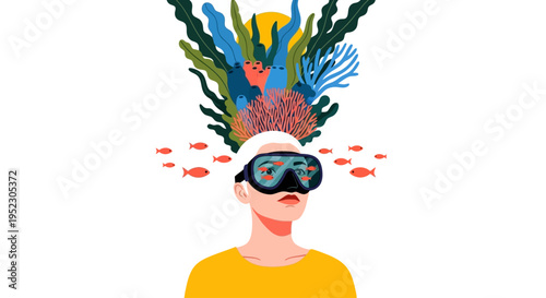 Diver explores vibrant coral reef ecosystem with colorful marine life