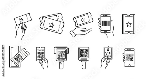 Various hands holding tickets and mobile devices with Star of David