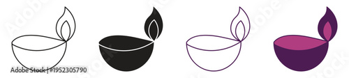 Festival candles and diya icon set. Hindu and celebration light , vector illustration.