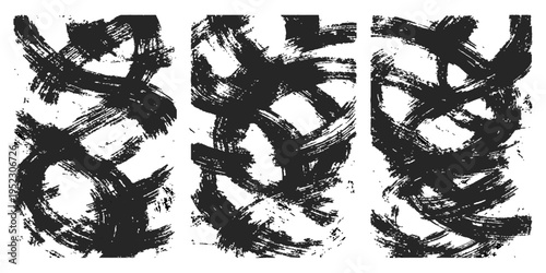 Black ink Chinese calligraphy characters and phrases hand-painted on a grunge wall texture set as a vector illustration sign with brush stroke art elements