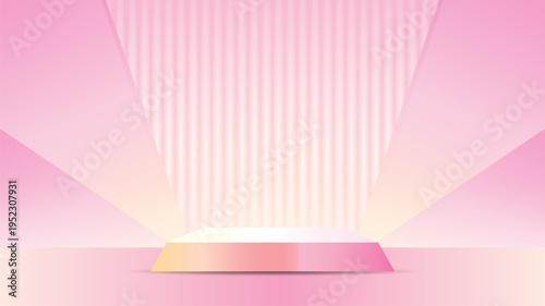 beauty style trendy modern pastel pink backdrop with gradient podium display 3d illustration vector for putting object or product