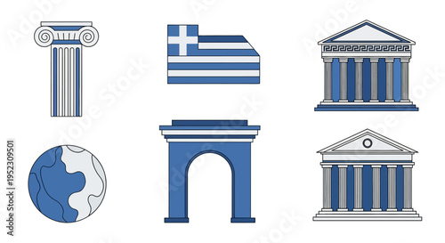 Greek Architecture Columns and Symbols.