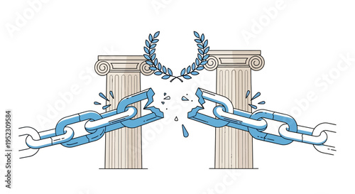 Breaking free from the chains concept.