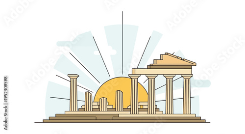 Ancient Greek Temple Architecture Columns.