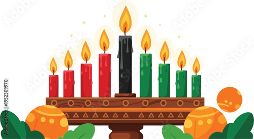 Kwanzaa Kinara with Seven Candles Vector Illustration