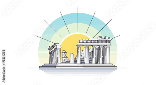 Ancient Greek Temple Architecture Columns.