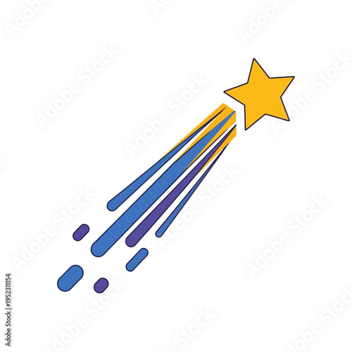 Golden Star Shooting Across a Blue and Purple Streak