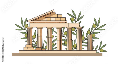 Ancient Greek Temple Architecture Columns.