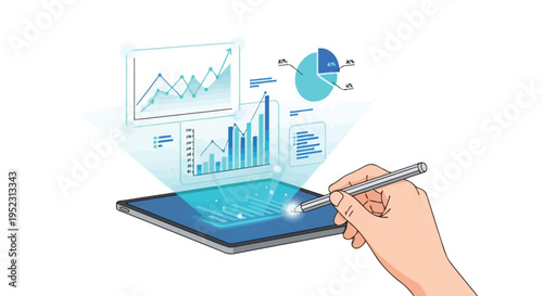 Digital data analysis with a stylus on a tablet screen