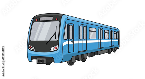 A colorful cartoon illustration of a modern subway train car