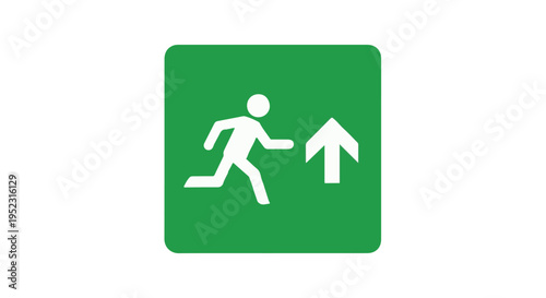 Green Emergency Exit Sign Vector Icon with Running Person and Up Arrow isolated PNG with Transparent Background
