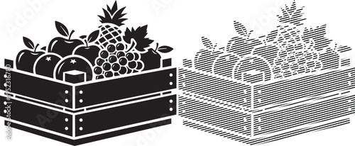 Comparison of traditional and modern fruit crate designs with detailed textures