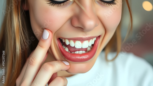 Teeth Problem. Gumboil, flux and swelling of the cheek. Closeup Of Beautiful Sad Girl Suffering From Strong Tooth Pain. Attractive Female Feeling Painful Toothache, Dental Health And Care Concept