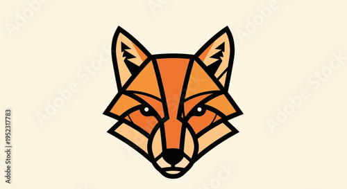 Stylized geometric fox head logo design on light background