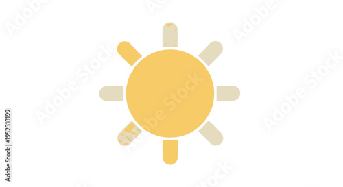 Stylized sun icon with textured and plain yellow rays