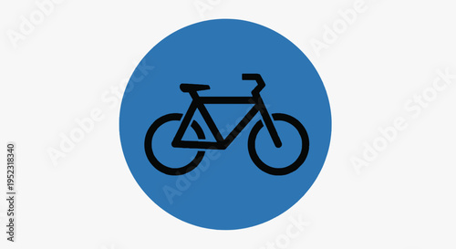 A black bicycle icon inside a blue circle on a white background