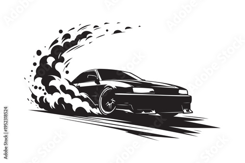 High speed racing car drift mascot logo illustration.